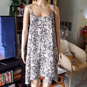 Free People Emily Intimate Black & Gray Printed Dress Medium